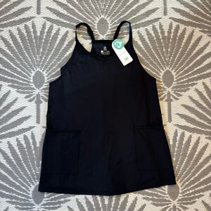 Maternity Active Mini Dress Romper Blk Stretch Pocket Athleisure Size L Outdoor